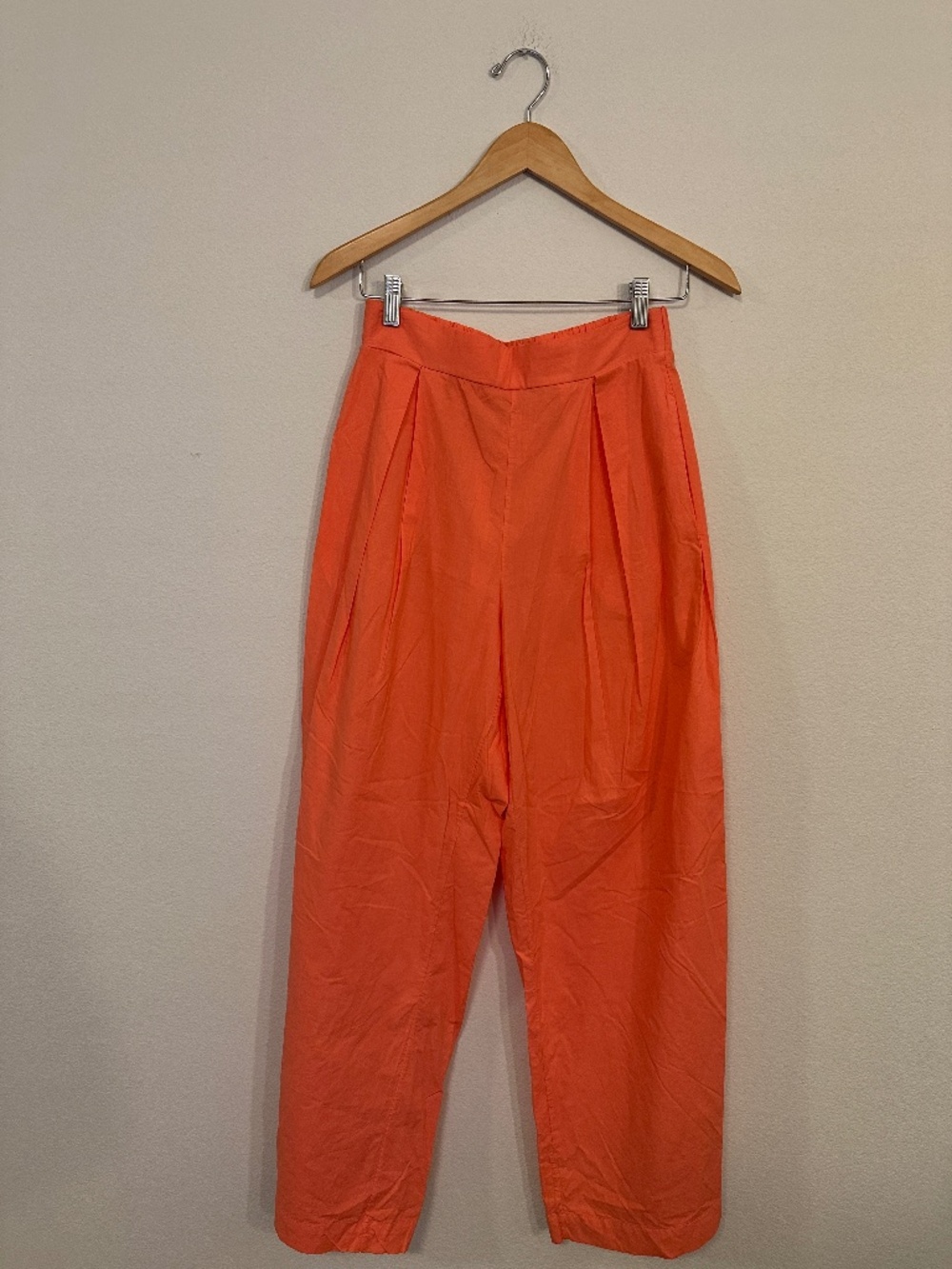 Stateside Orange Pleated Wide Leg Pull-On Pants Made in USA Women’s S